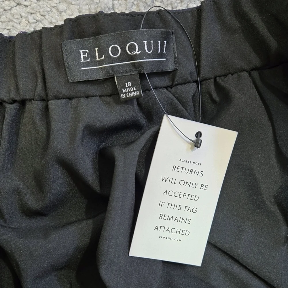 Eloquii NWT Navy Blue Floral Circle Skirt Contrast Trim Lined Flowy Romantic